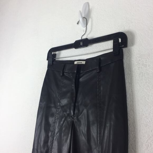 Jason Wu Black Vegan Leather Split Hem Trouser Pants Small - Picture 8 of 16
